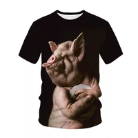 funny pig fashion t shirts women mens tops tees streetwear tshirts oversized 3d printing novelty animal kids clothing