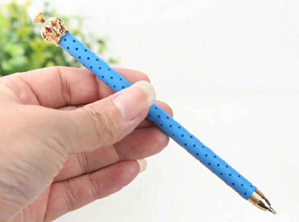 10x Colourful Crown Blue Ink Elegant Cute Pearl Gel Pen Office Supply Gift |