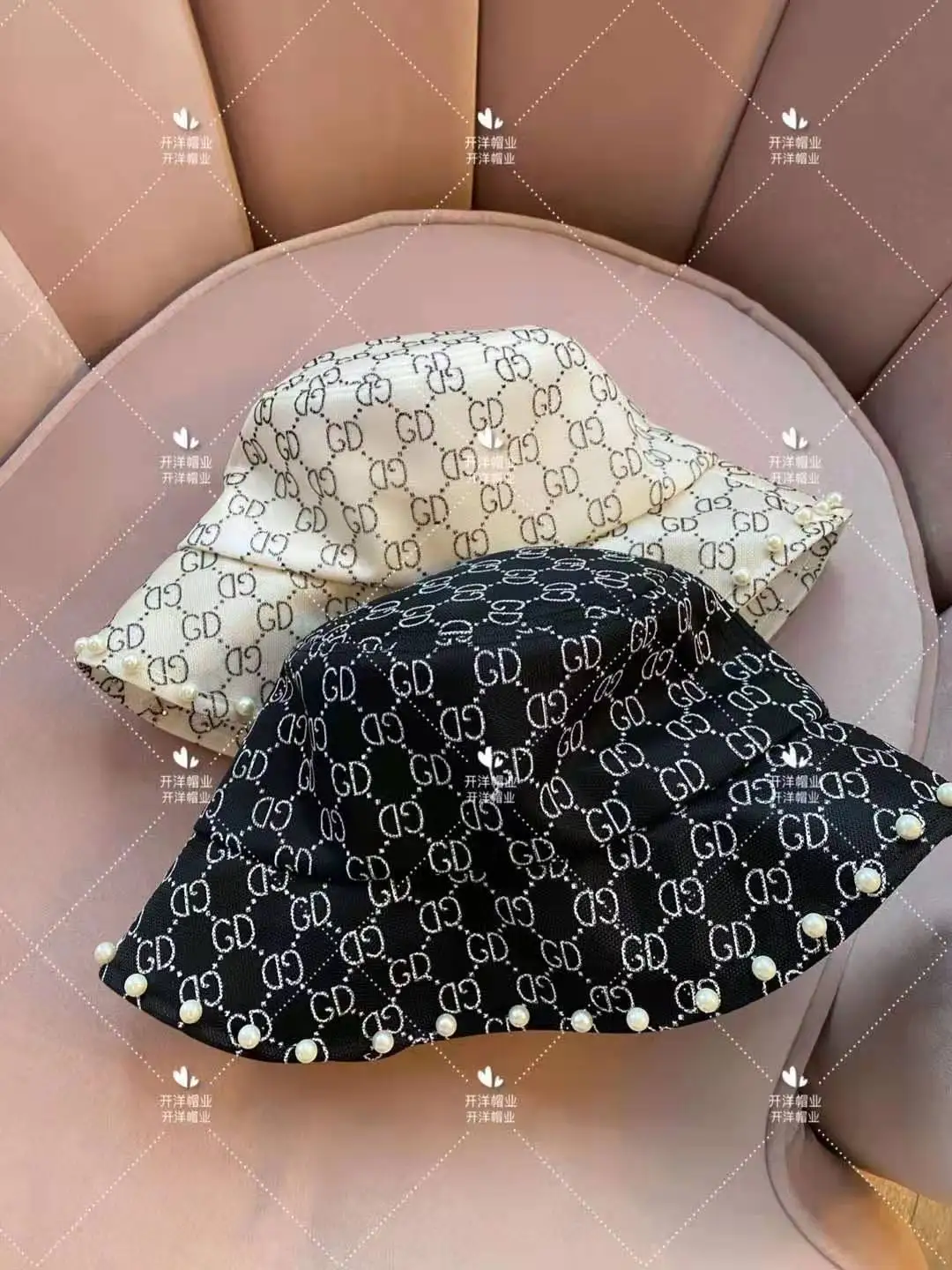 

Fashion Women's Caps Spring and Summer GD Letter Fisherman Cap Small Incense Wind Basin Hat Korean Pearl Sunshade Travel Hats