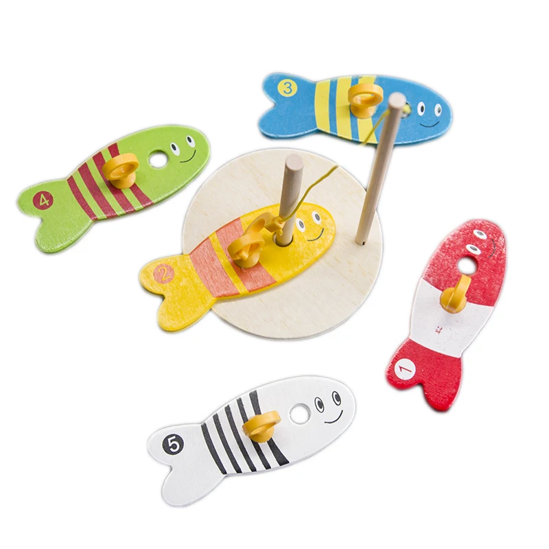 

8Pcs Wooden Montessori Educational Stories Learning Kids Toys for Children Puzzle Colorful Fishing Digital Column Funny Baby Toy