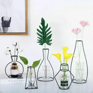 Минималистичная стойка для ваз и цветов, нордический абстрактный черный железный высушенный декор для дома (без чашек)