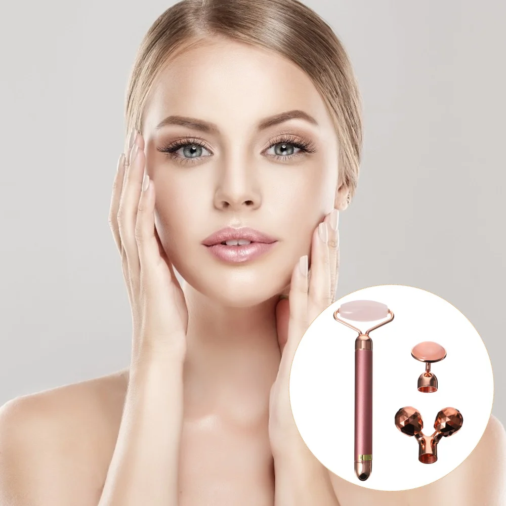 

1 Set 3-in-1 Natural Jade Crystal Roller Facial Massager Facial Massaging Tools