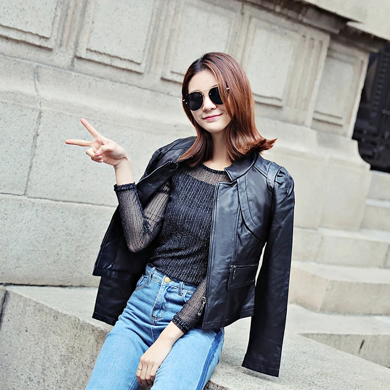 

Women Motorcycle Leather Jackets 100% Real Sheepskin Bike Genuine Leather Jacket For Women