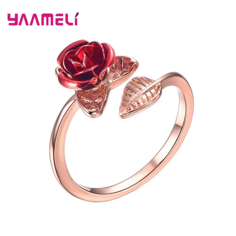 Кольцо женское витое с крупной красной розой 3 цвета | Украшения и аксессуары