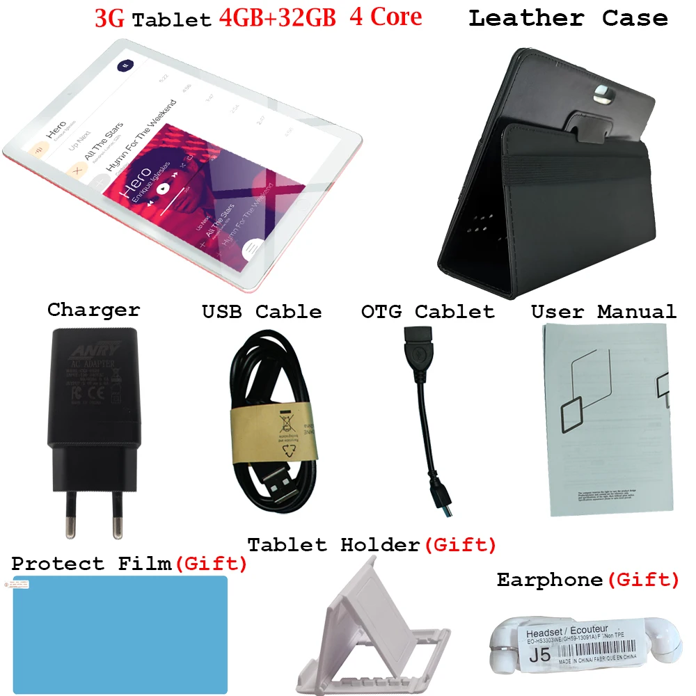 Add cover case ANRY 3g телефонный звонок планшет MTK6582 четырехъядерный Android Планшеты 4 ГБ ОЗУ 32 Гб ПЗУ 10,1 дюймов 1280x800 Дисплей планшетный ПК Dual SIM - Комплект: Add cover case