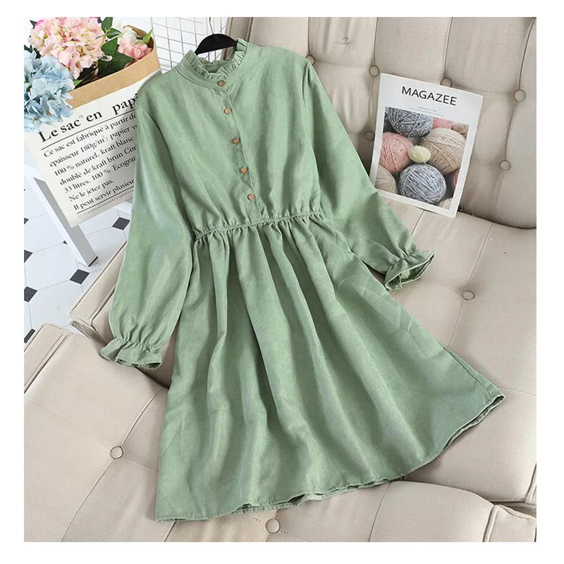 

Женское вельветовое платье миди, длинное однотонное вечернее платье с длинным рукавом, романтичное праздничное платье-трапеция на осень и ...