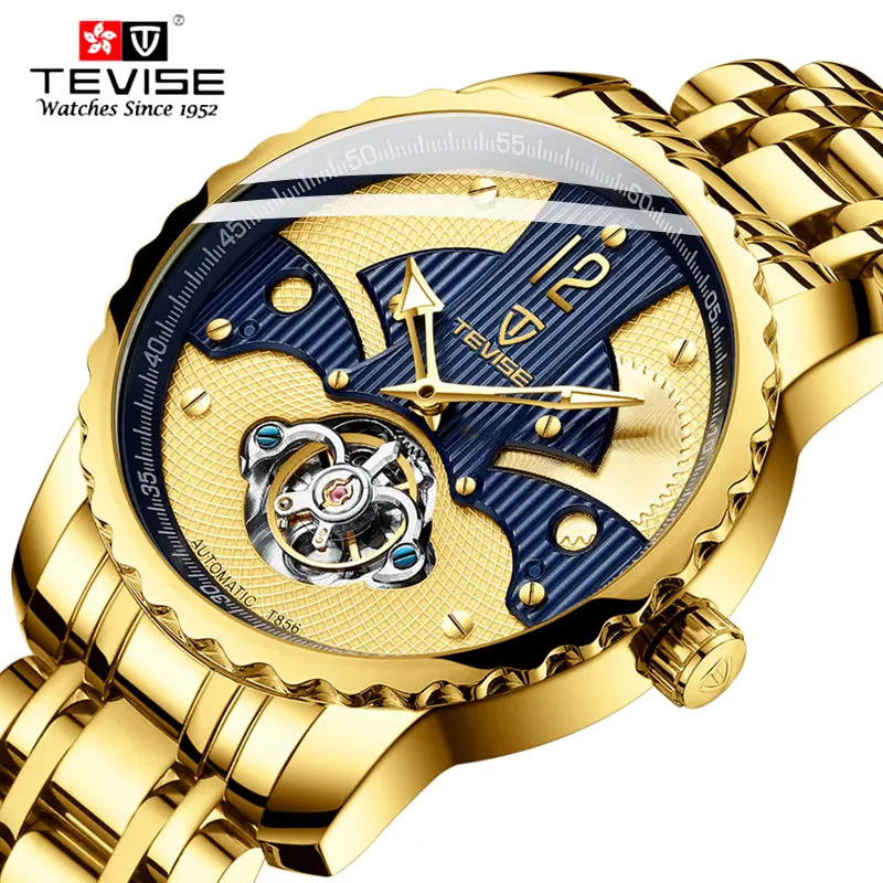 Топ люксовый бренд Мужские часы автоматические механические TEVISE Tourbillon наручные