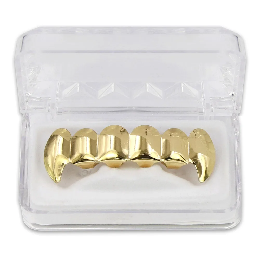 GUCY пользовательский подходят золото посеребренные хип-хоп ЗУБЫ Grillz верхней и нижней вампира зубы-клыки грили Шапки Набор с силиконовым