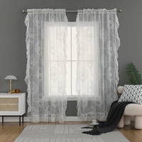 solid white thin tulle curtains for living room lace ruffles sheer curtains bedroom decorative window blinds veil sheer drapes