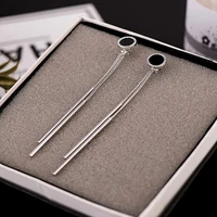 korean minimalist geometric gold color long thread tassel bar clip on earrings non pierced for women ear clips fashion jewelry
