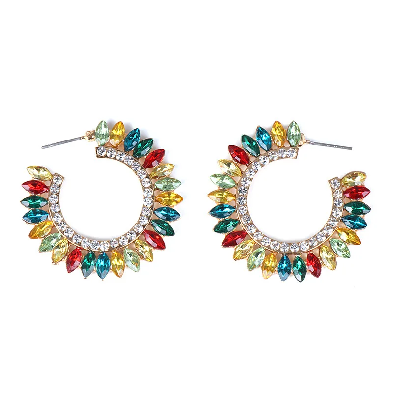 JEC01404-multicolor Висячие серьги в форме сердца для женщин, новые трендовые модные Кристальные Висячие серьги, ювелирные изделия для свадебной вечеринки - Окраска металла: JEC01404-multicolor