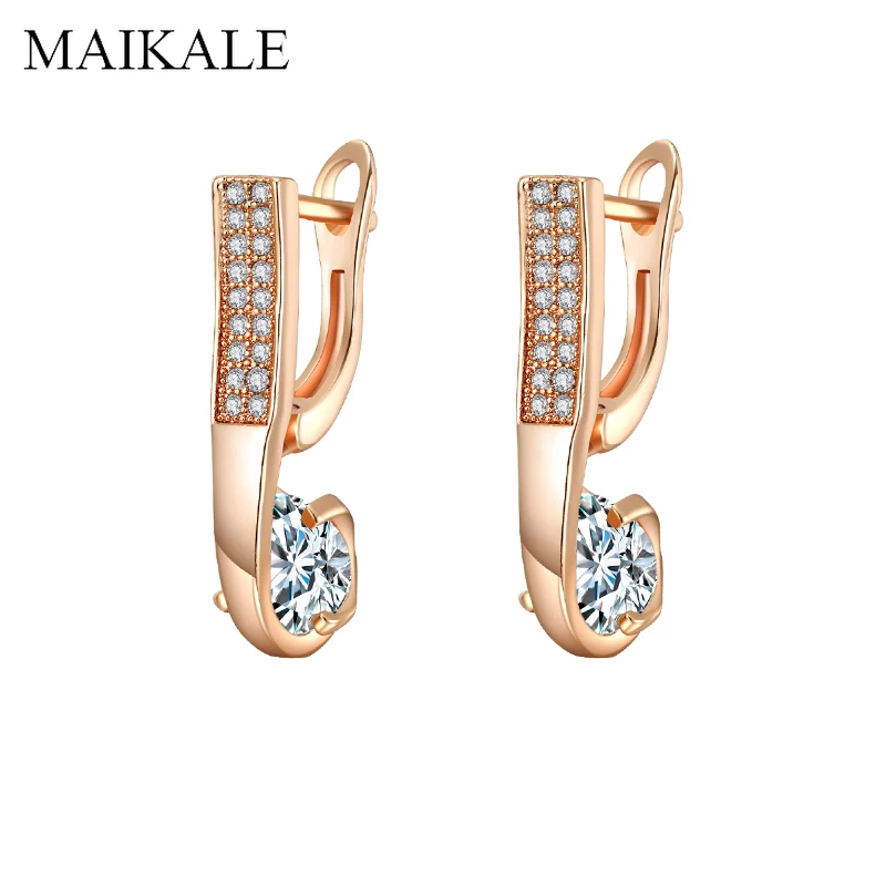 

MAIKALE Fashion Jewelry Cute Geometric Earrings Letter Shape CZ Beads Earrings Paved AAA Cubic Zirconia Stud Earrings for Women