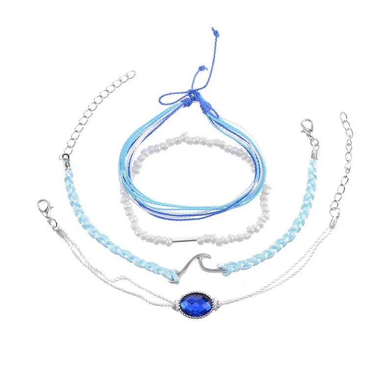 Набор плетеных браслетов ручной работы 4 шт./компл. классический модный браслет с