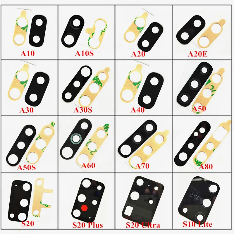 

2x New Back camera glass lens Repair Parts for Samsung Galaxy A10 A10S A20 A20E A30 A30S A40 A50 A50S A60 A70 A80 S20 Plus Ultra