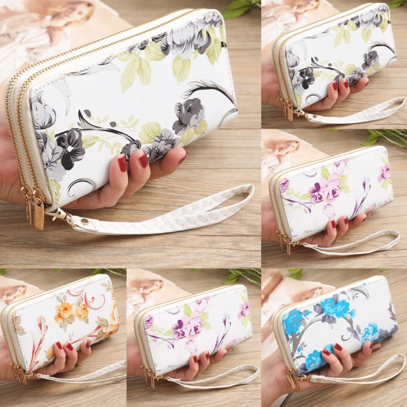 Модный женский кошелек из искусственной кожи двойная молния повседневный