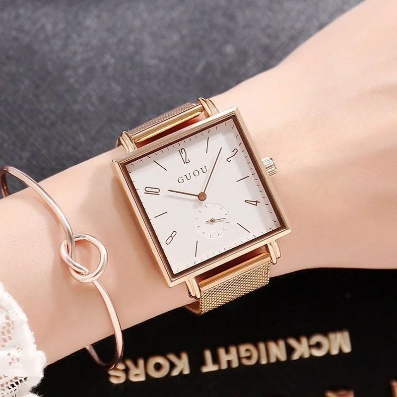 

Square Ladies belt watch Simplicity Digital scale Fashionable Gentle temperament Rich color Anti-magnetic Bracelet Clasp