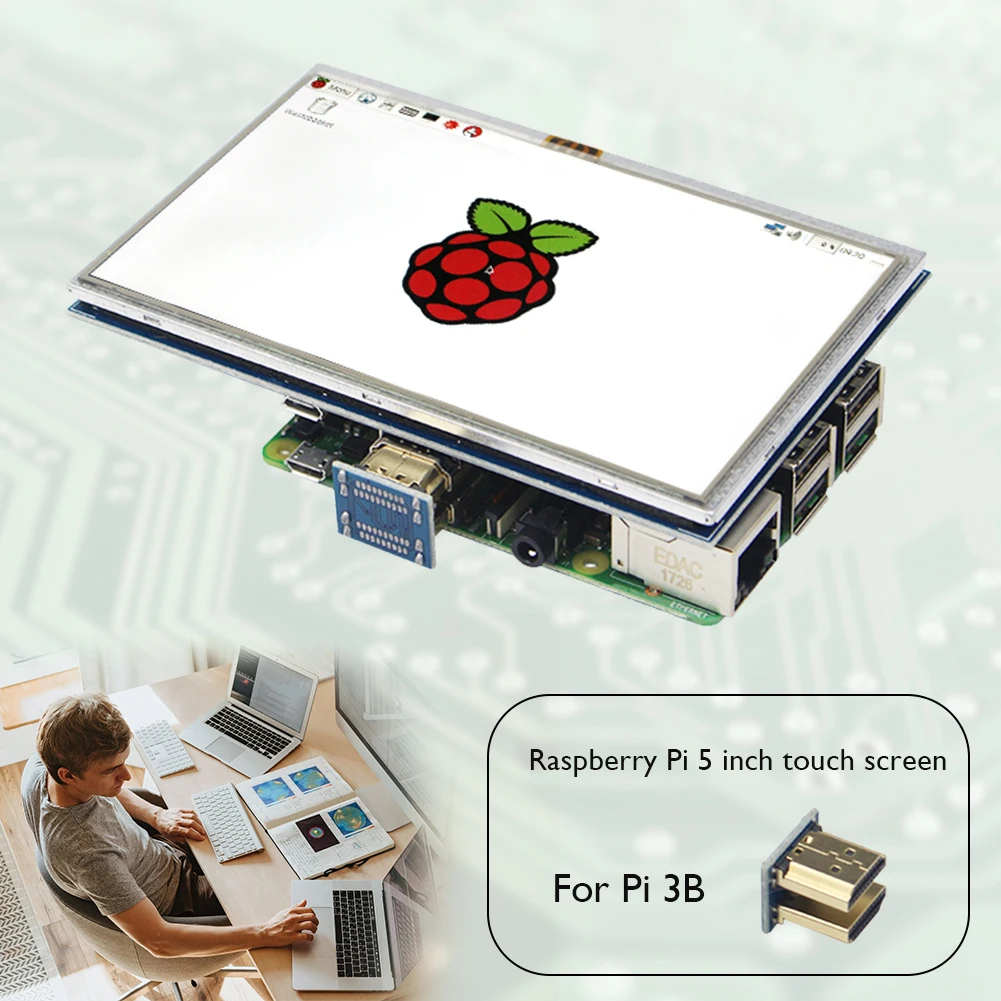 

Новый оригинальный 5-дюймовый ЖК-дисплей HD разрешение сенсорный экран HDMI-совместимый дисплей сменный комплект для Raspberry Pi 4B/3B + чехол