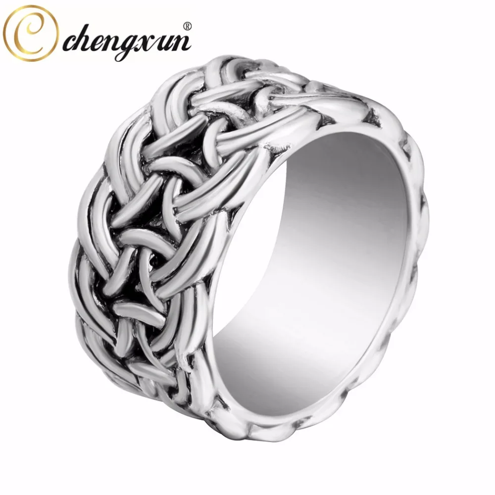 05 CHENGXUN Viking, Круглый, Большая ширина, печатка, кольцо на палец, для мужчин, черный, серебряный, модный, Валькнут,, Винтажные Ювелирные изделия 15 мм - Цвет основного камня: 05