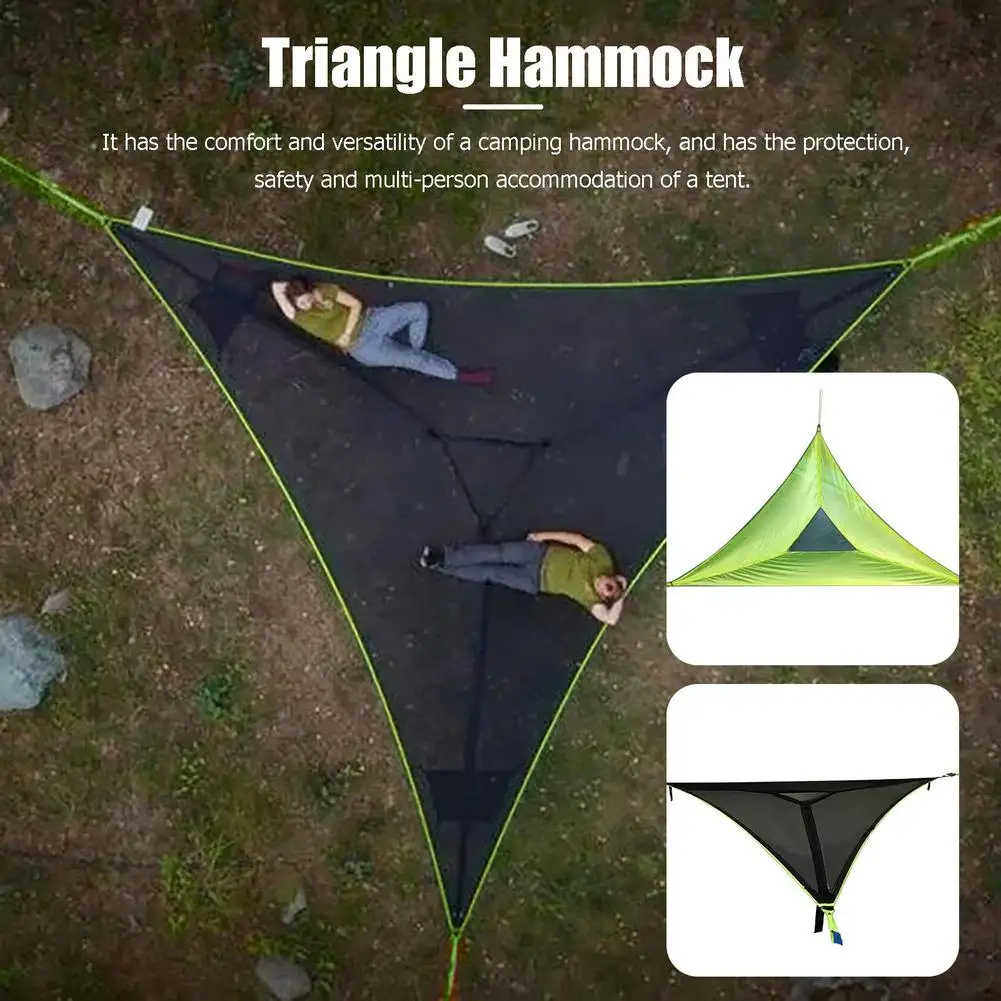 

Triangle Hammock Camping Multi Person Outdoor Hammock Aerial Mat Hammock Tree House Air Sky Tent Backpacking Travel Device