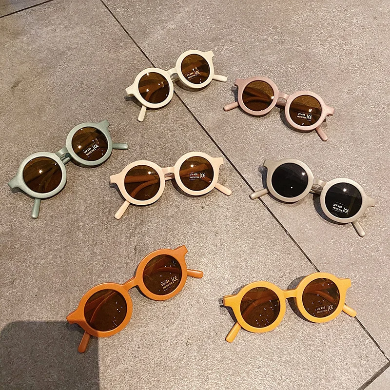 

2021 New Fashion Candy Color Round Sunglasses For Girls Vintage Small Cute Eyewear Children Cool Uv400 Sun Glasses Boys Shades