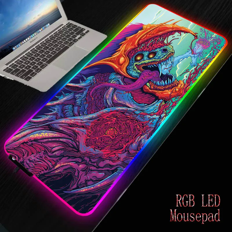 Большой игровой коврик для мыши XGZBig RGB XL Cs Go Hyper Beast ПК компьютера светодиодная