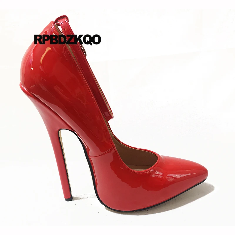 фетиш сексуальный Ремень для лодыжки обувь женщина красный 16cm туфли на шпильке