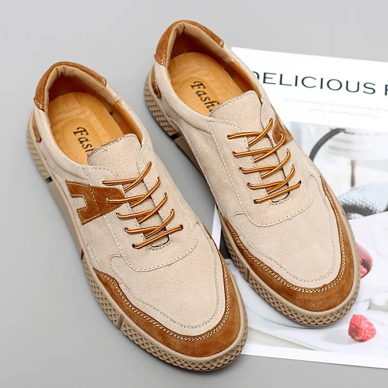 Мужская обувь Замшевые модные кожаные кроссовки Нескользящая дышащая Уличная