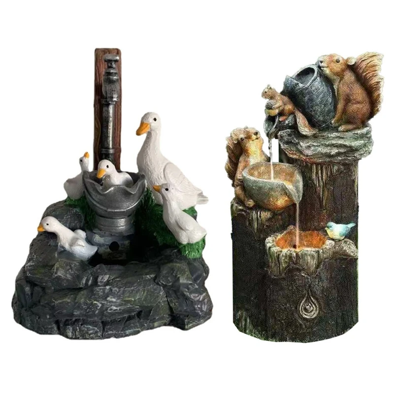 

Статуя сада в виде животного, белки, утки, с фонарями на солнечных батареях, фигурка фонтана водопада