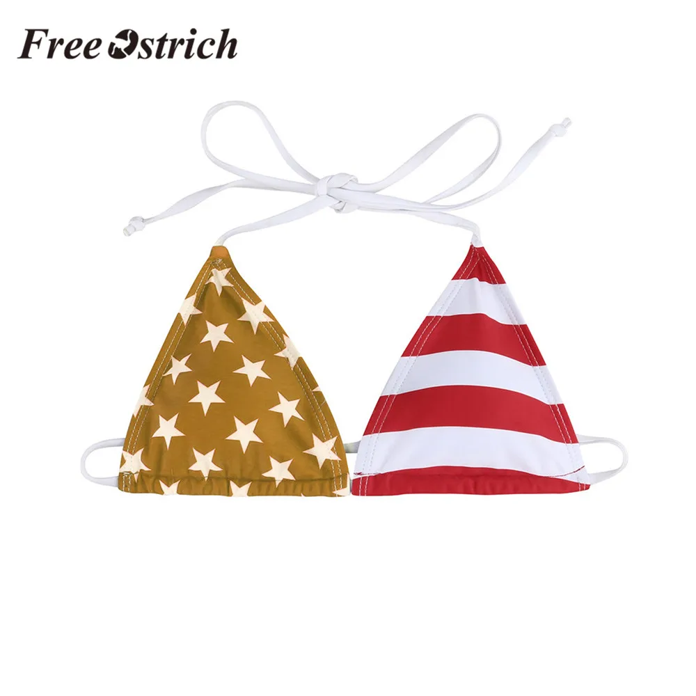 Купальник женский с бюстгальтером пуш ап купальный костюм в полоску со звездами