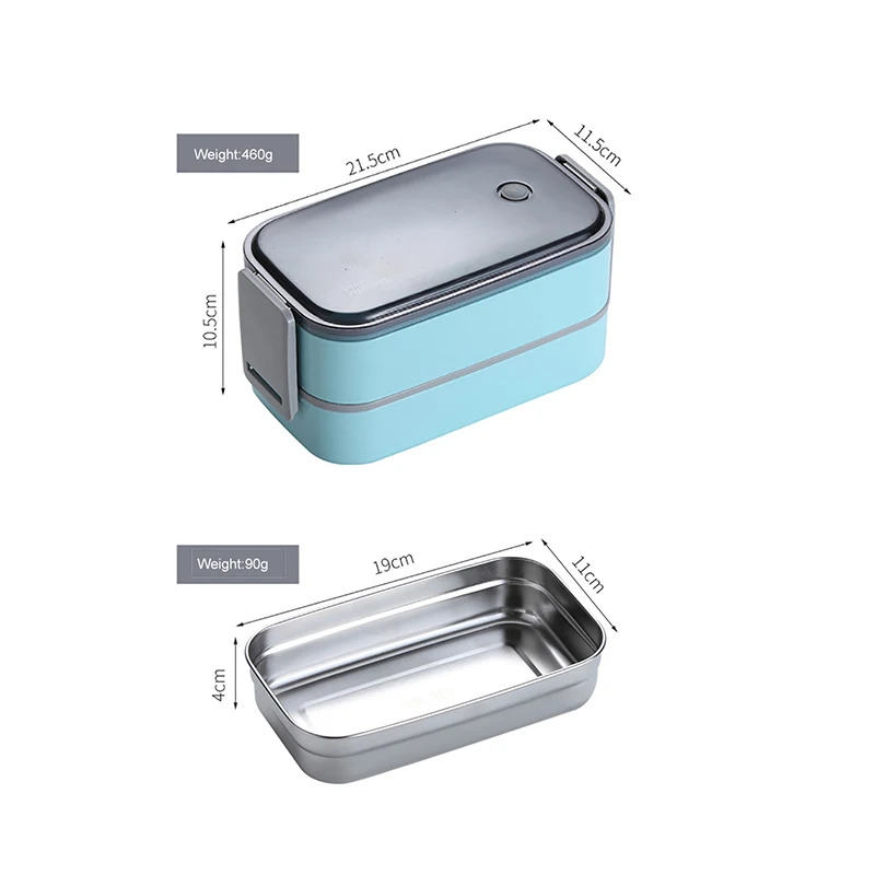 Baispo Double Lunch Box With Cutlery 304 Stainless Steel Leakproof Compartment Food Container Kids Bento School Kitchen |