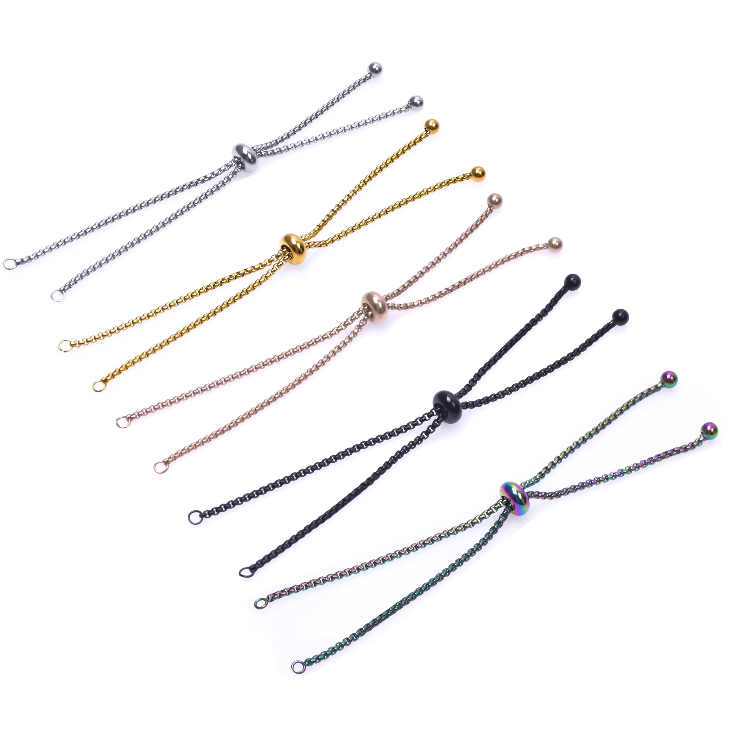 

5pcs Stainless Steel Chain Adjustable Bracelet Chain Bead Link Chains For Jewelry Making Charm DIY Accessories Vintage Connector