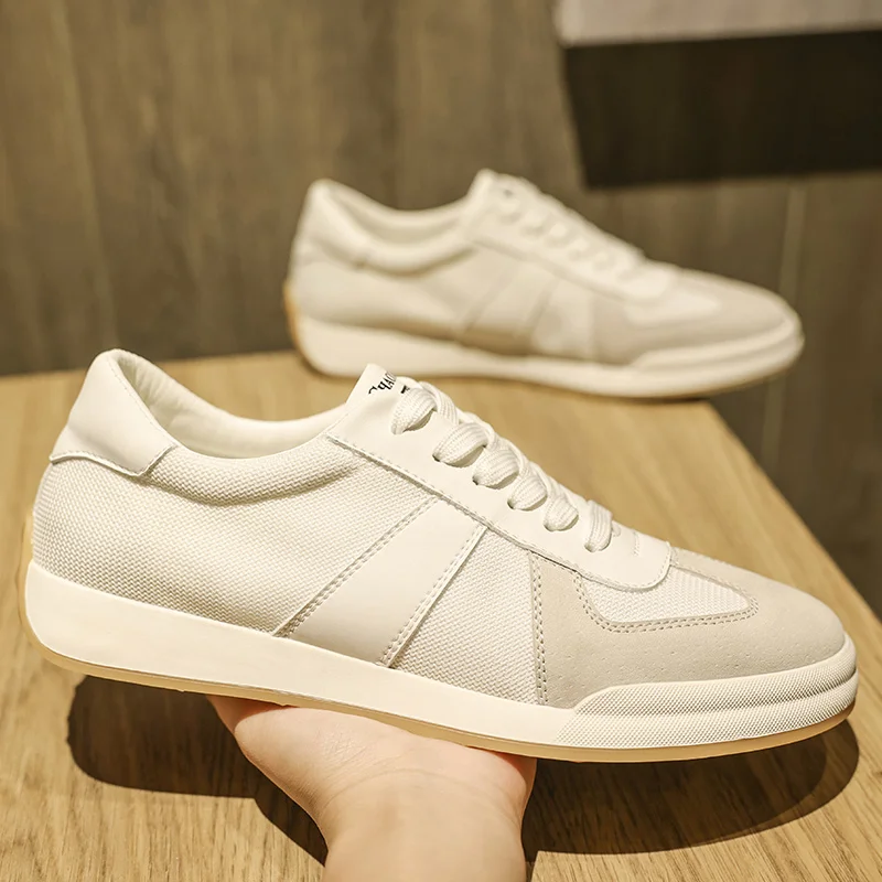 

Hot Sale Men's Sneakers Breathable Luxury Shoes Leather Stitching Casual Sneaker High Quality Summer Men White Fashion Trend