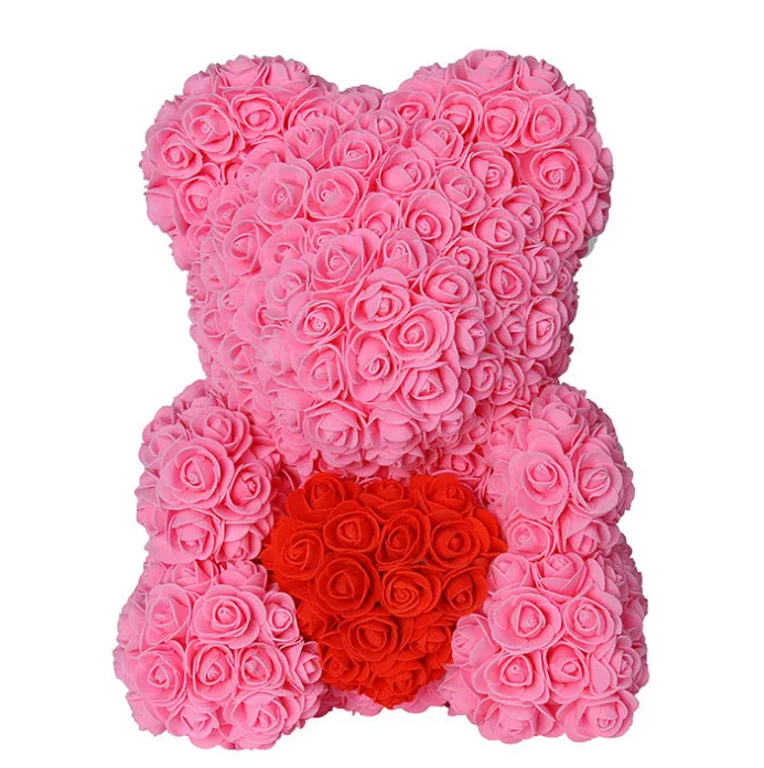 

40cm High grade Toy rose bear Cartoon rose bear Valentines Day Roses Gift bear rose Plastic rose bear Forever love bear