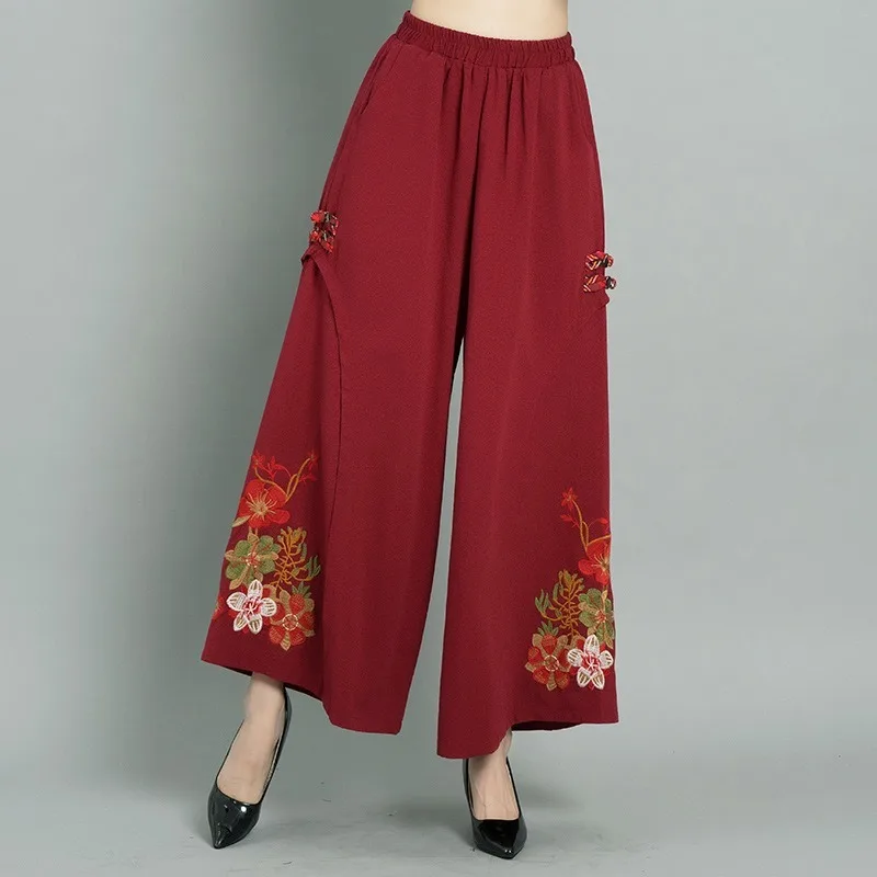 

Модные Винтажные рукаовов, народный костюм штаны Pantalon Femme брюки для женщин размера плюс, женские штаны, одежда из хлопка и льна в китайском с...