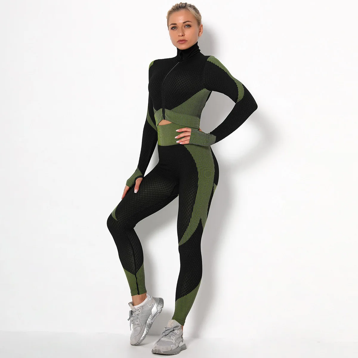 Two Piece Set Women Hollow Out Seamless Yoga Set Sport Outfits  Crop Top Bra Leggings Workout Gym Suit Fitness Sport Sets