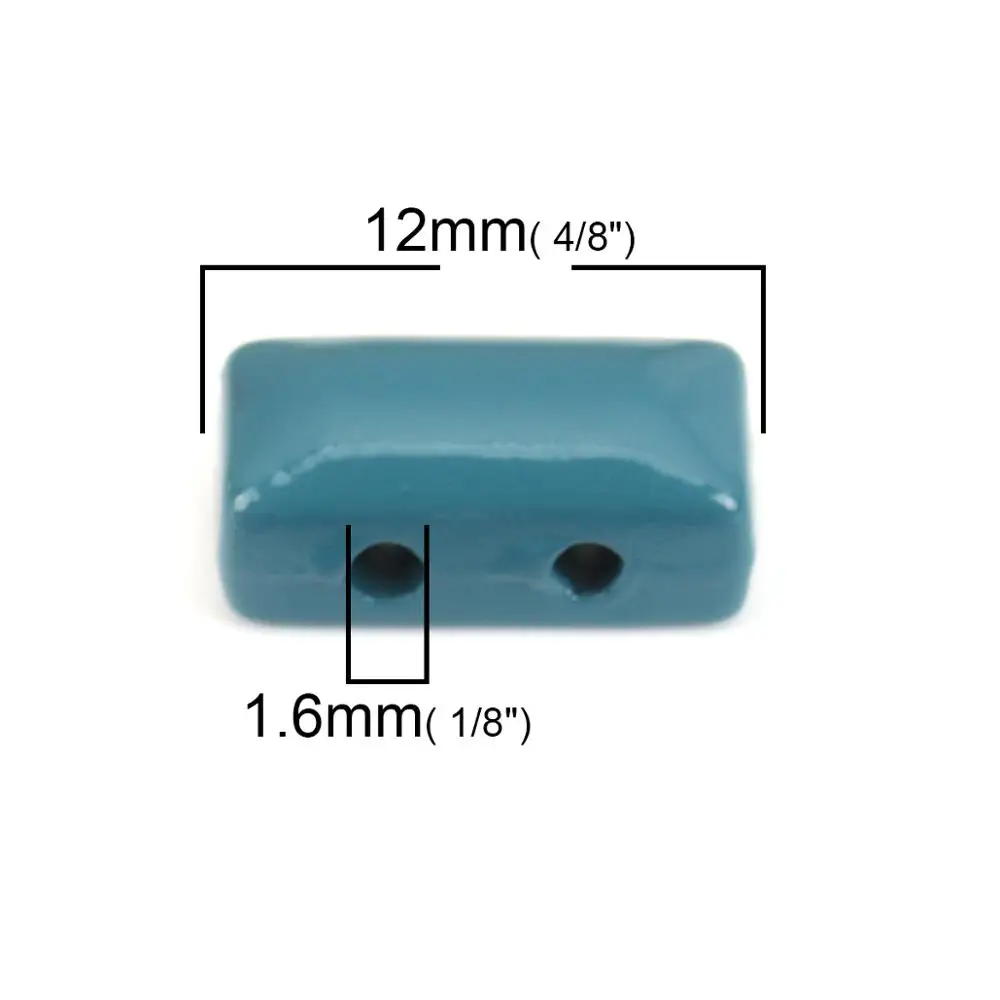 DoreenBeads Fashion Zinc Based Alloy Enamel Spacer Beads Two Holes Rectangle White Jewelry DIY Charms About 12mm x 6mm 10 PCs | Украшения и