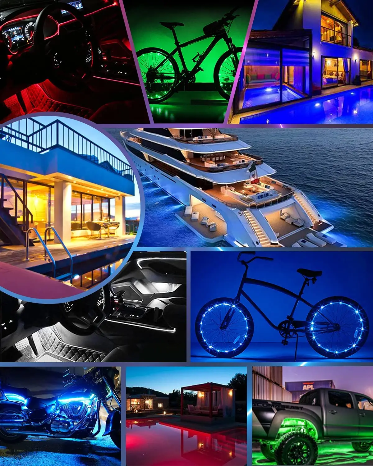

6pcs 30CM 18 SMD LED Strip Light 12V Underbody Atmosphere Decoration Light Waterproof Flexible Strip Blue Red White Yellow Green