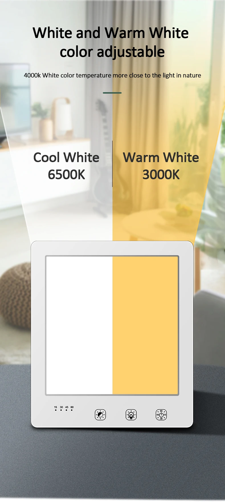 Светильник терапевтическая лампа 10000 Люкс 5 В сенсорный таймер регулируемая