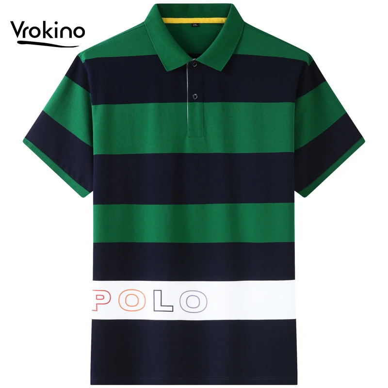

VROKINOMen's polo shirts 2022 new Casual classic summer men's cotton polo shirt Large striped lapel polo shirt XL 6XL 7XL