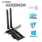 Dual band 3000 Мбитс AX200 рабочего стола PCIE Беспроводной адаптер Wi-Fi 6 Intel AX200NGW 2,4 гс) Wi-Fi 5 ГГц 802,11 acax BT 5,1 FV-AX3000 Wi-Fi кард