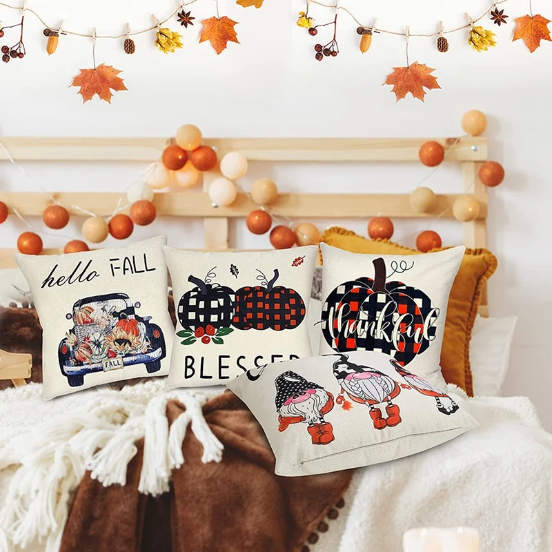 

Fall Decor Pillow Covers 18X18 Set of 4 for Home Fall Decorations Farmhouse Outdoor Throw Pillows Home Decor