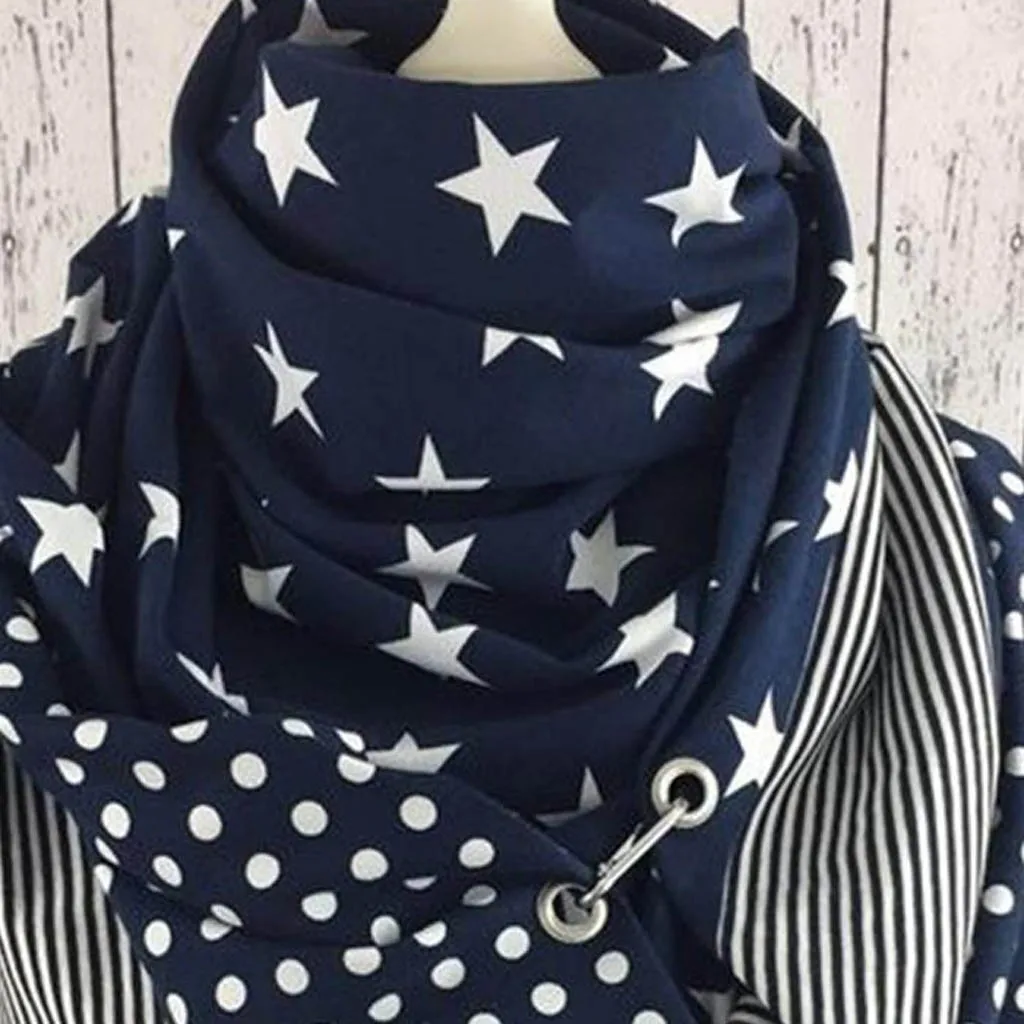 2020 шарф женский модный однотонный мягкий на пуговицах со звездами повседневные