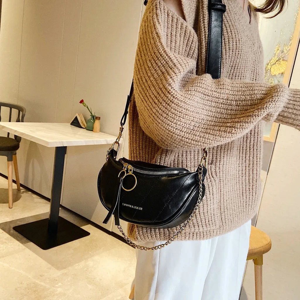 2021 Женская поясная сумка Fanny Packag однотонная из искусственной кожи на пояс кошелек