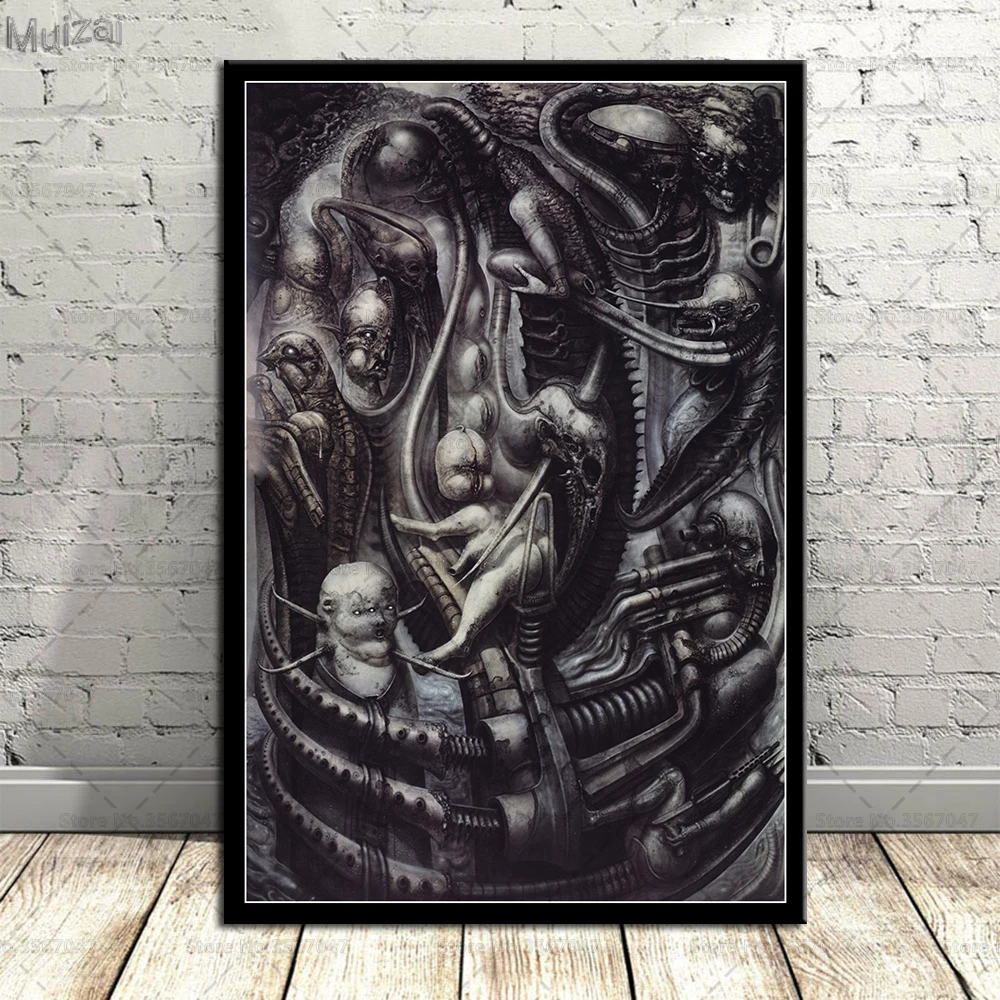 Hr Гигер Li II постер с изображением чужого ужас Картина на холсте Плакаты и принты