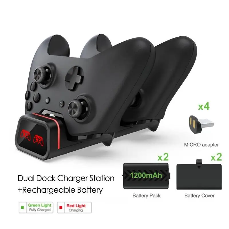 Двойная зарядная док-станция Подставка Зарядная база для Xbox One X S беспроводной игровой контроллер игровое зарядное устройство Колыбель с аккумуляторами
