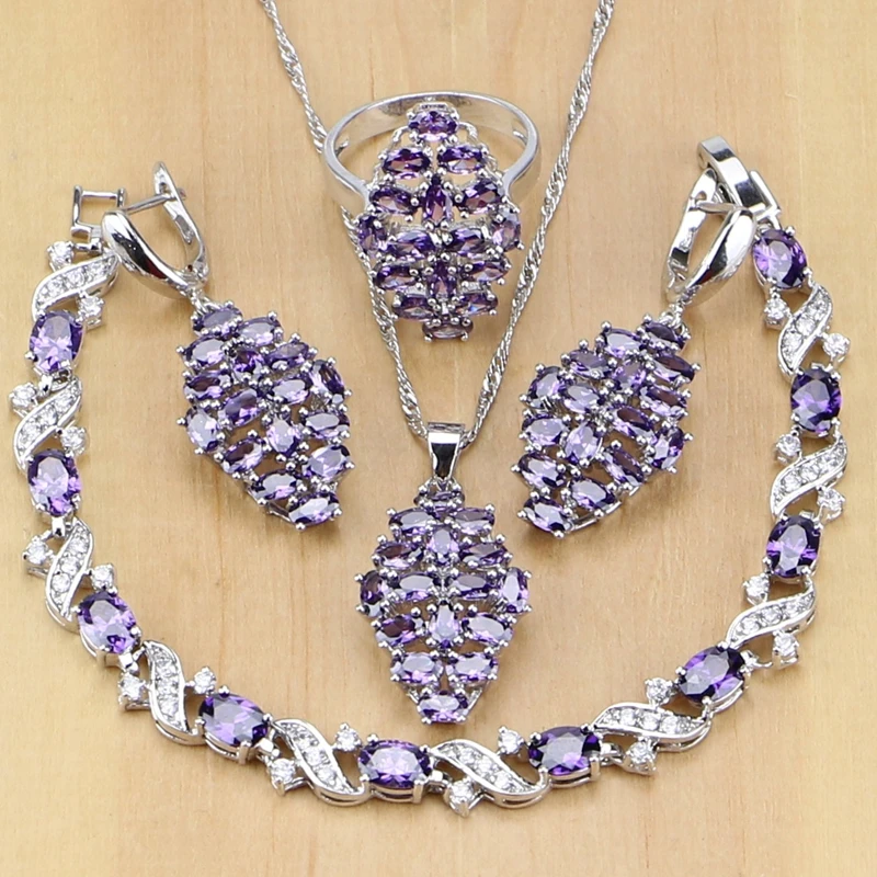 Комплект из колье серёг кольца и браслета серебра 925 пробы|jewelry sets for women|silver jewelry
