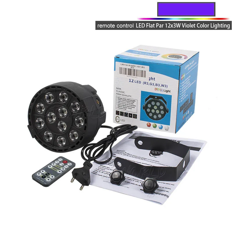 Remote Violet Black DJworld беспроводной пульт дистанционного управления светодиодный плоский пар 12x3 Вт RGBW освещение белый корпус фиолетовый цвет для DJ Диско Музыка концертный бальный бар - Цвет: Remote Violet Black