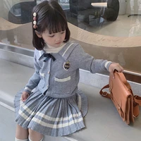 girls pleated skirt knit suit short skirt two piece suit toddler girl sweater autumn fall outfits sweater toddler clothes 2022