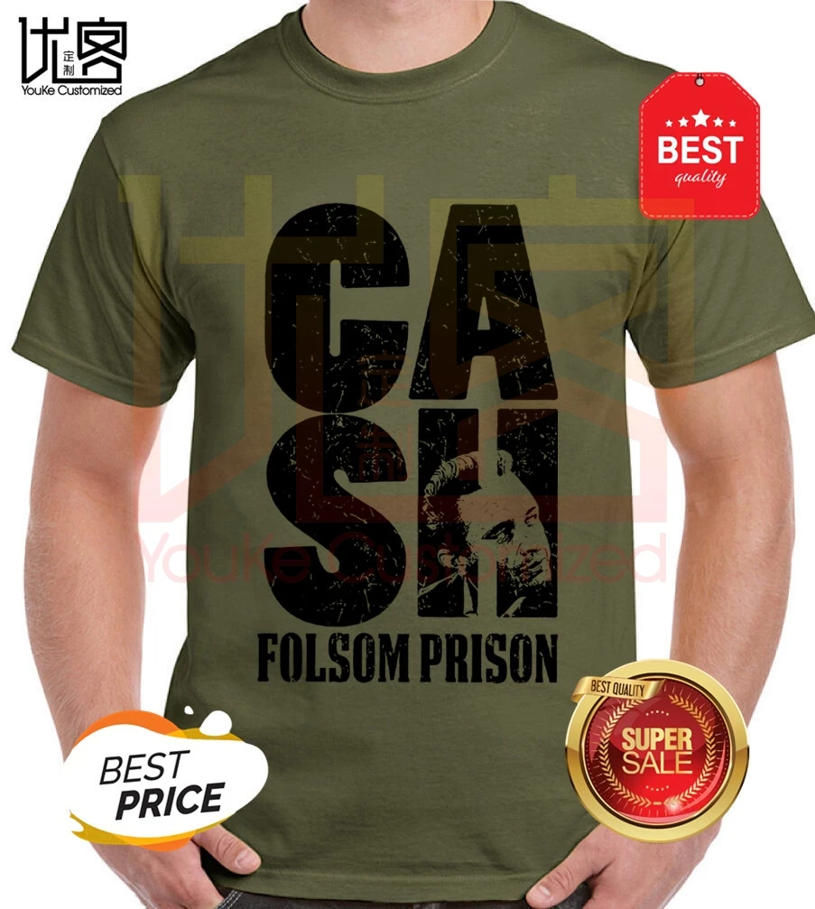 Джонни Кэша мужские тюрьмы Фолсом футболка для мужчин и женщин 100% хлопок топы с