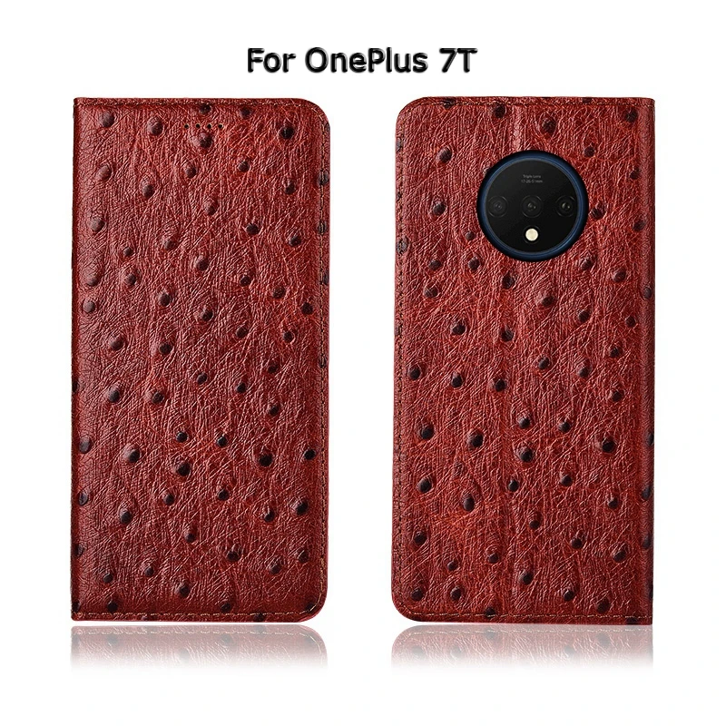Чехол с текстурой страуса для Oneplus 1, 2, 3, 3, T, 5, 5, 6, 7, 7T Pro X, чехол с откидной подставкой, отделениями для карт, чехол для телефона из натуральной кожи